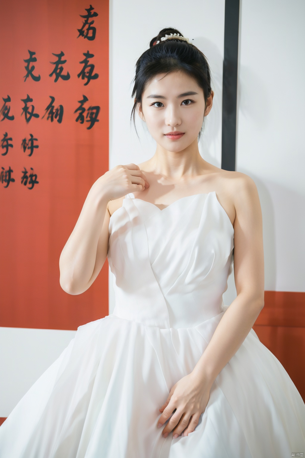(global illumination, reality,ray tracing, HDR, unreal rendering, reasonable design, high detail, masterpiece,best quality, ultra high definition, movie lighting),
1girl,outdoor,looking_at_viewer,side_blunt_bangs,china_dress,chinese_style,big breasts,pose,solo,1girl,black hair,black eyes, , hunsha, 