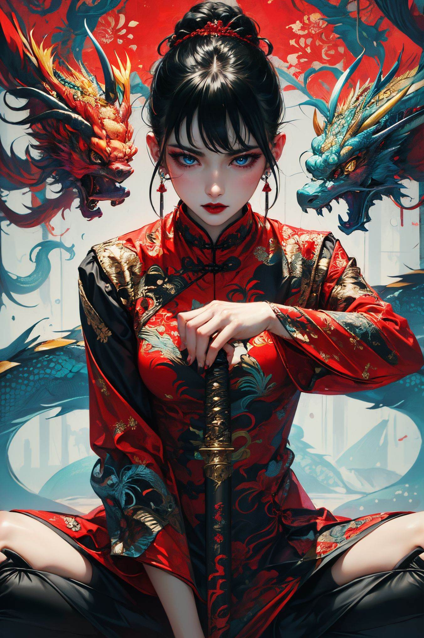 xuer ai yazawa style girl,  black hair,  1girl on Tensor.Art