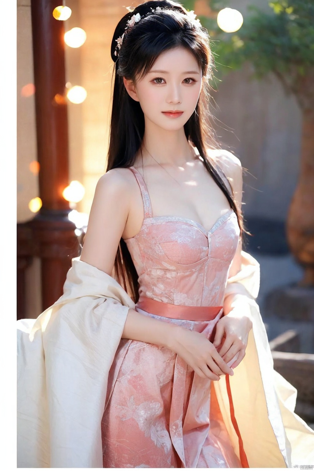  masterpiece,best quality,1girl,soft nature lights,ultra realistic,soft,Sexy,slender waist, beautiful eyes:1.5,small chest, HDR, 8k,,, chang, nhj