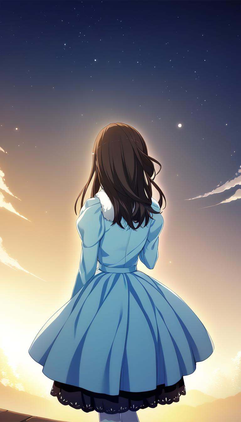 1girl,  miki kotori,  fur collar blue dress on Tensor.Art