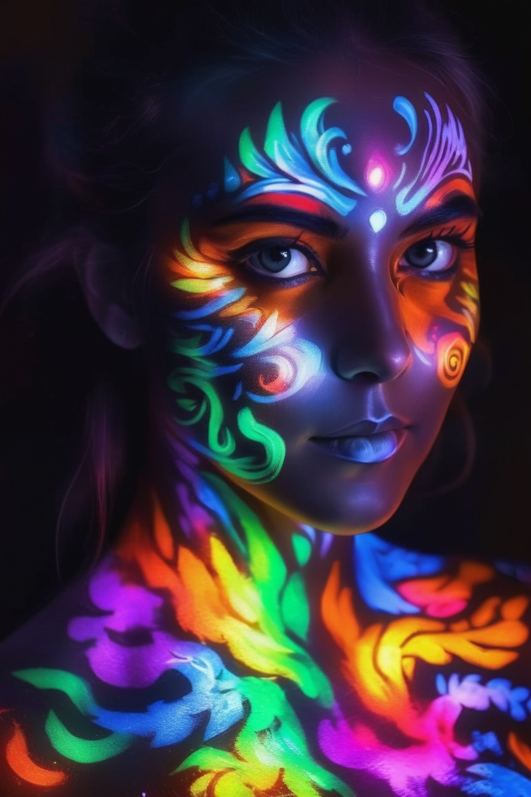 portrait a girl model have glowing tatto with body painting,  bodyPa,  dreamgirl on Tensor.Art
