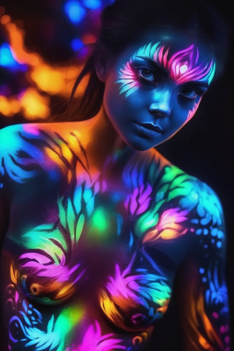 portrait a girl model have glowing tatto with body painting,  bodyPa,  dreamgirl on Tensor.Art