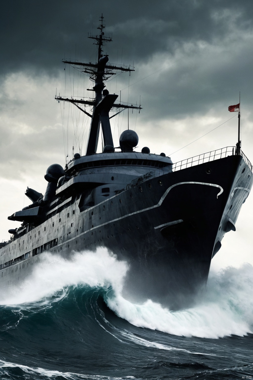  The cruiser was on the surface of the sea like a leaf,(a Humanoid machine standing on the mighty black waves fight a giant terrible monster),((ultra realistic details)),battle damage,black clouds rolling,black,((Giant broad-bladed)),like a cruise ship in a small boat,((Apocalyptic waves)),wields a broad-bladed ,Pacific Rim,8k, ultra sharp,metal,egypician detail, highly intricate details, Cyberpunk Concept