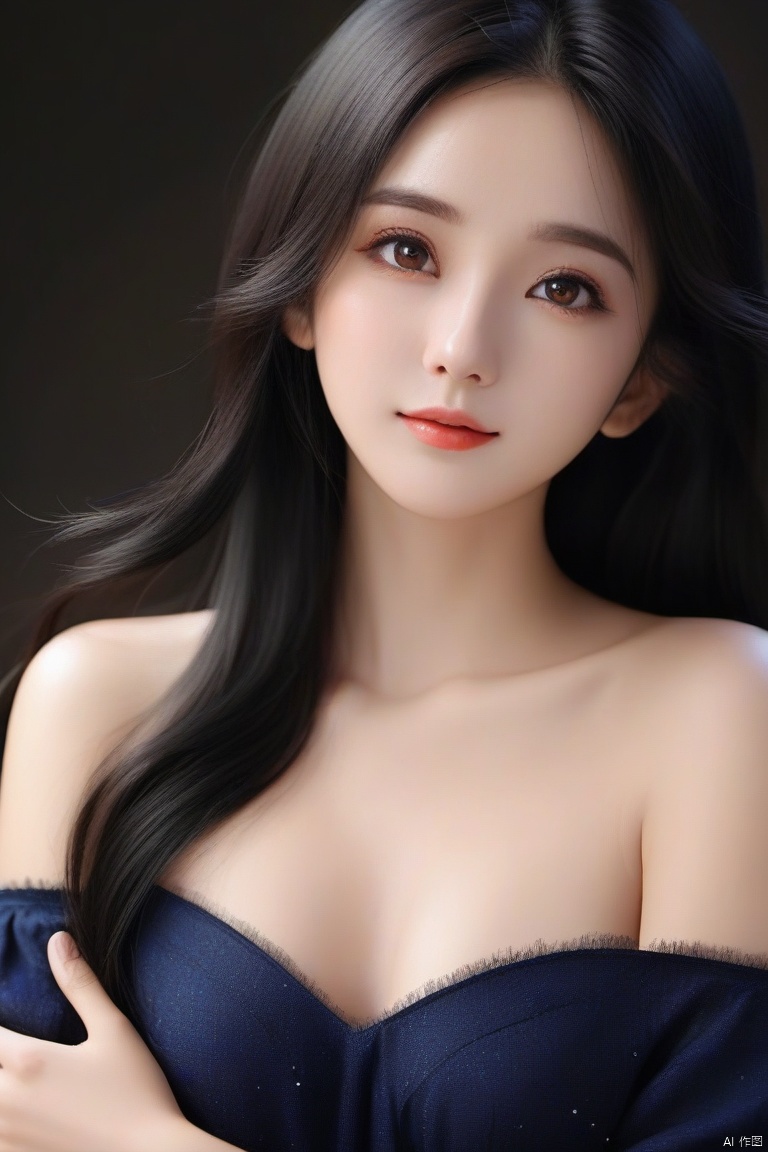  masterpiece,bestquality,8k,4k,
1girl,solo,black_hair,long_hair,Off_Shoulder,brown_eyes, 
black_background,  g022