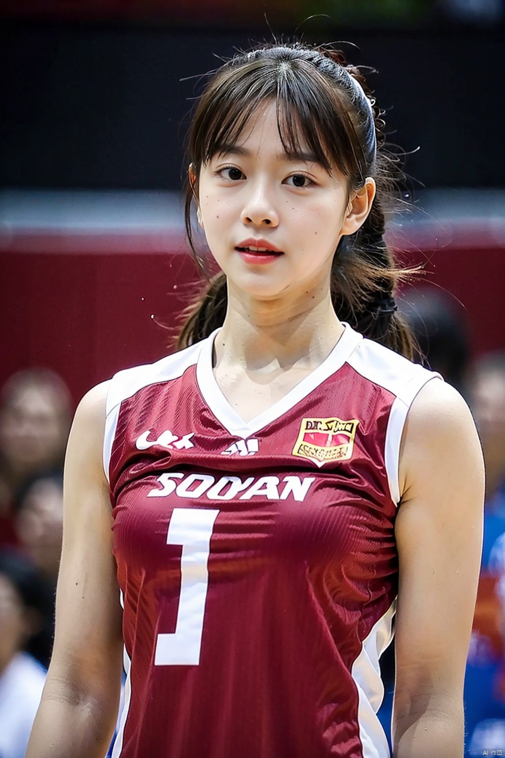 (1girl:1.3),(best quality, masterpiece, ultra-high resolution, 4K, HDR, UHD, 64K, official art), (photorealistic:1.3), (realistic:1.3), depth of field, (portrait:1.3),(sfw:1.4), sport, volleyball, playing volleyball
