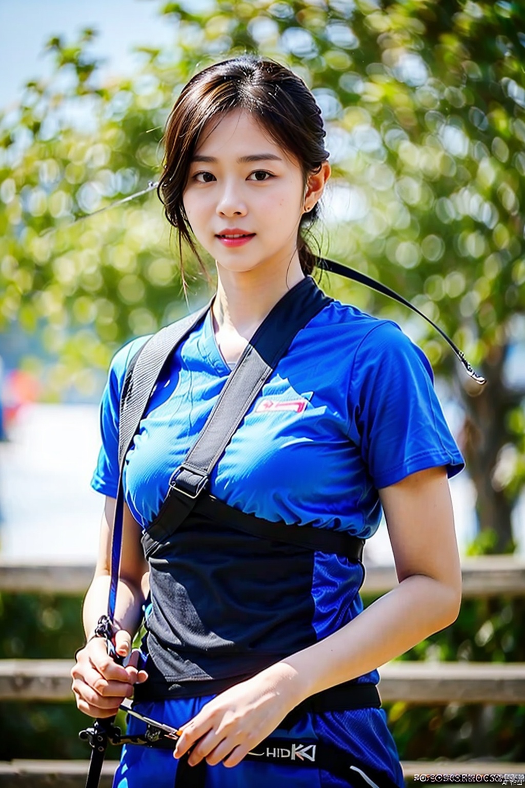 (1girl:1.3),(best quality, masterpiece, ultra-high resolution, 4K, HDR, UHD, 64K, official art), (photorealistic:1.3), (realistic:1.3), depth of field, (portrait:1.3),(sfw:1.4), sport, archery,  