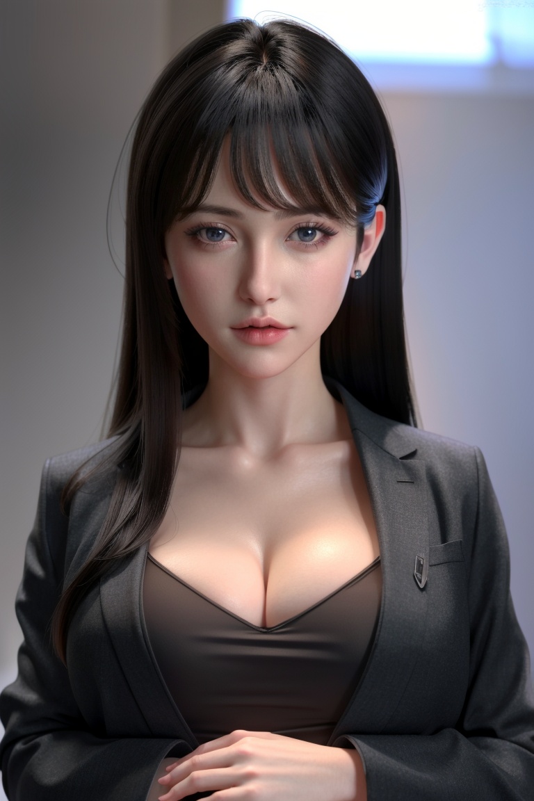 ((HRD, HUD, 8K)),((masterpiece, best quality)), highly detailed,1girl, solo, black hair, long hair, realistic, lips, breasts, looking at viewer, upper body,  <lora:20240315-1710510343817:0.9>