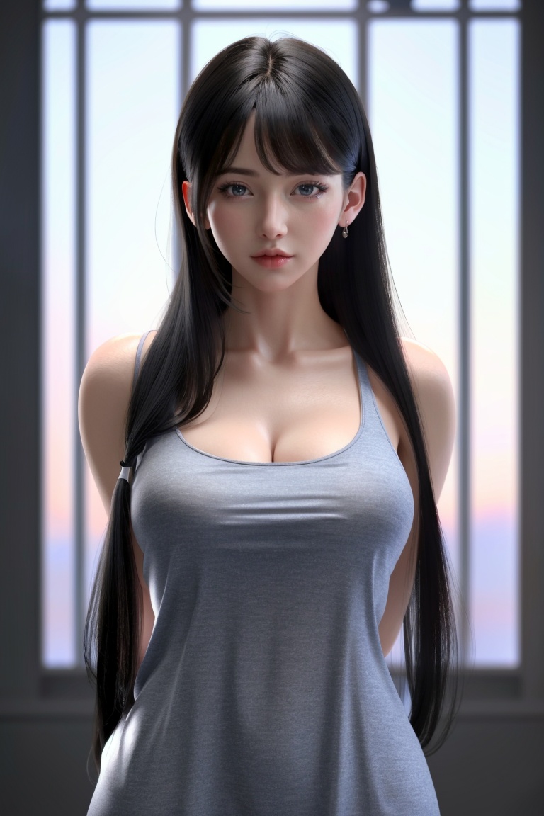 ((HRD, HUD, 8K)),((masterpiece, best quality)), highly detailed,1girl, solo, black hair, long hair, realistic, lips, breasts, looking at viewer, upper body,  <lora:20240315-1710510343817:0.8>