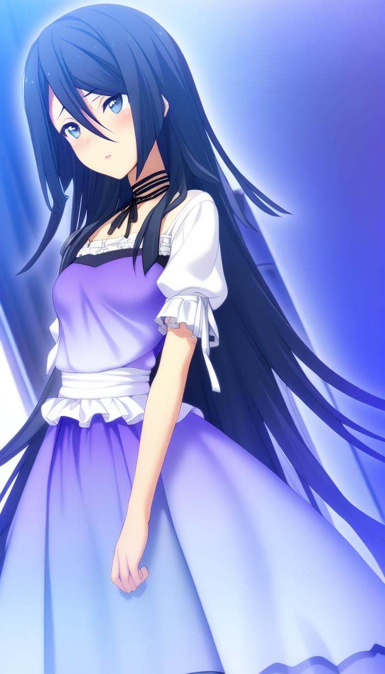 1girl,  Himuraki Mizuha,  purple gradient dress on Tensor.Art