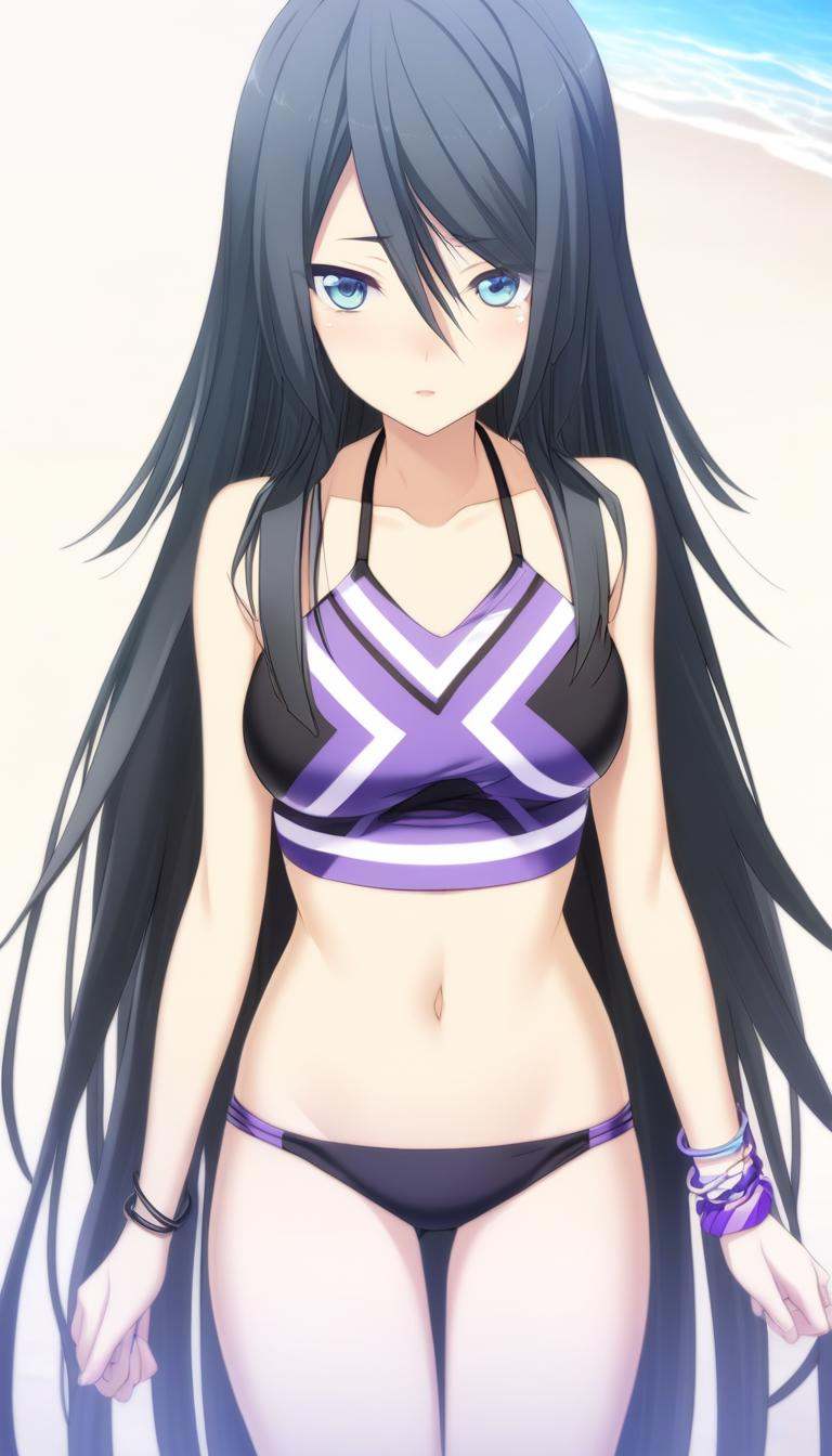 1girl,  Himuraki Mizuha,  purple and black bikini on Tensor.Art