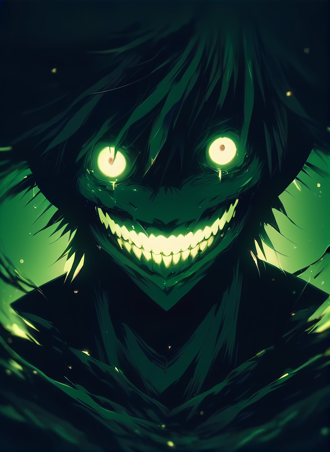 DARK FANTASY,  creepy smile,  darkgreen tone on Tensor.Art
