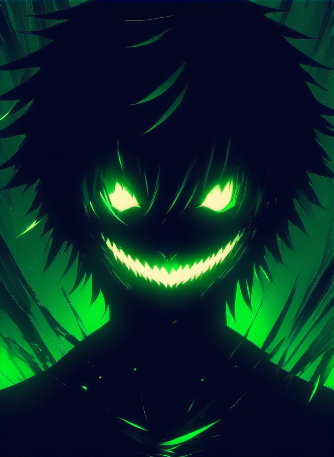DARK FANTASY,  creepy smile,  darkgreen tone on Tensor.Art
