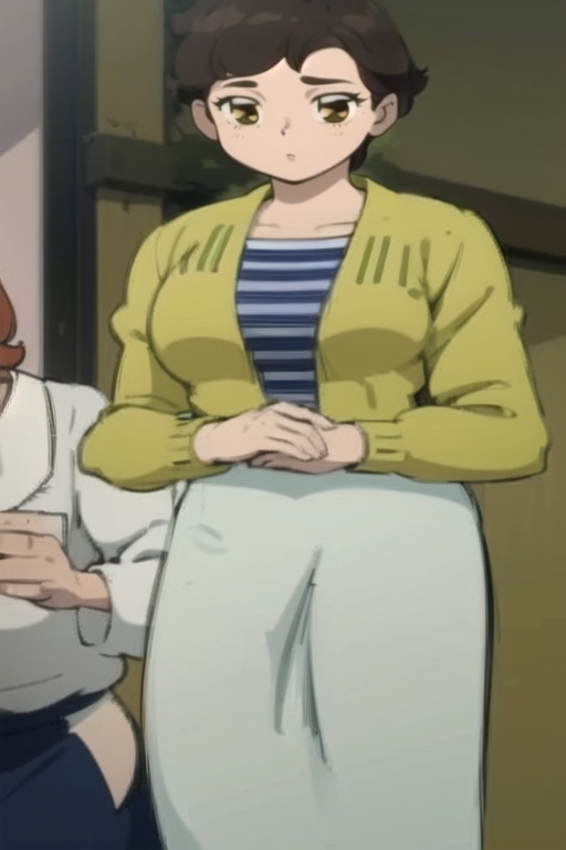 ****_female,  ((yellow long sleeves,  stripe shirt)) on Tensor.Art