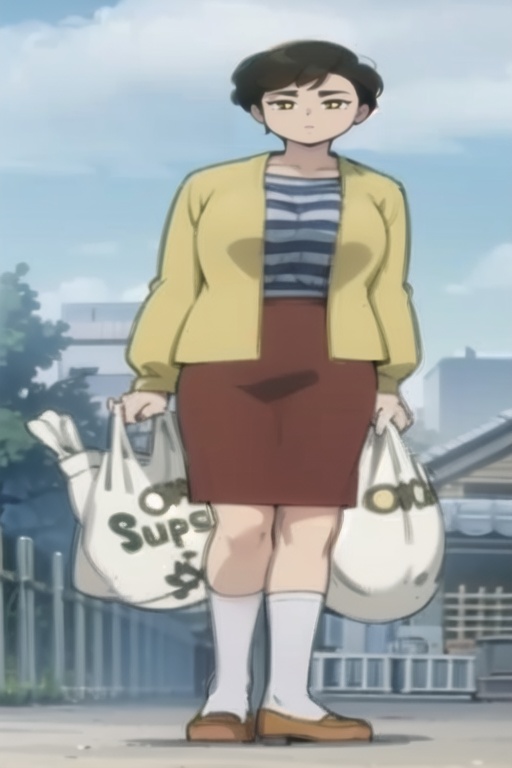 ****_female,  ((yellow long sleeves,  stripe shirt)) on Tensor.Art