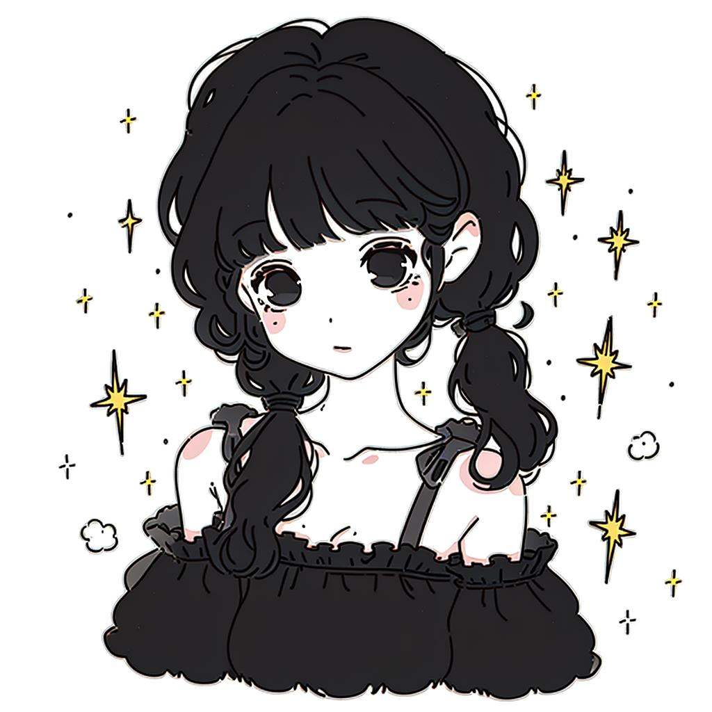 1girl,  Black double ponytail,  white dress by 馆青 on Tensor.Art