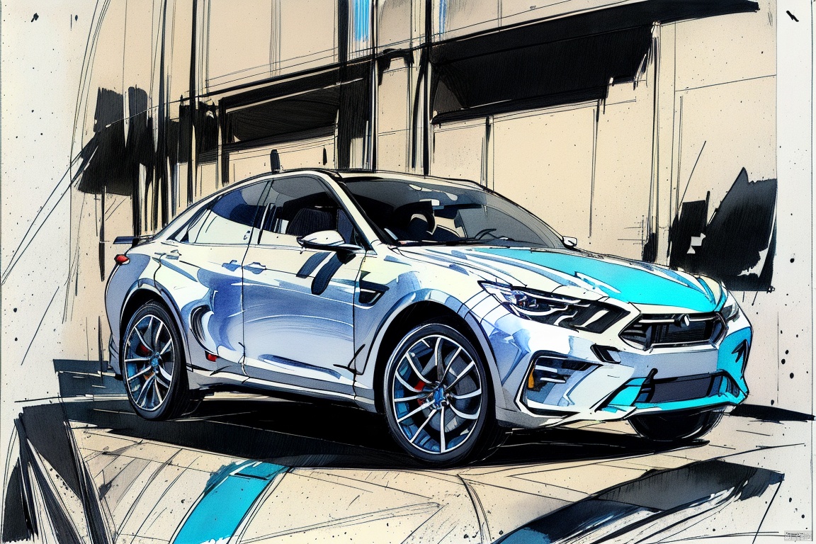 concetp art,
BREAK 
(hard light:1.2), (volumetric:1.2), well-lit
blue car,vehicle focus,ground vehicle,concept art,sketch,no human,line art,bold color,lines, bianping, spche, morautdes, car, hj, Metal handmade, metallic watercolor,techincal drawing,4
