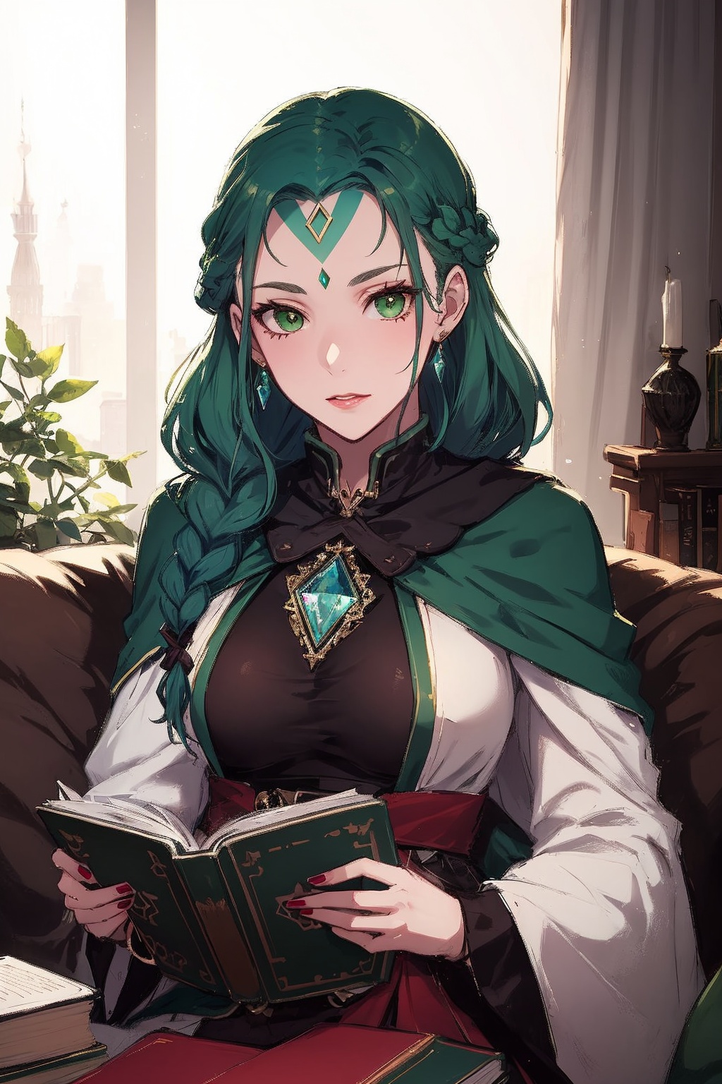 ***** woman,  green hair,  green eyes on Tensor.Art