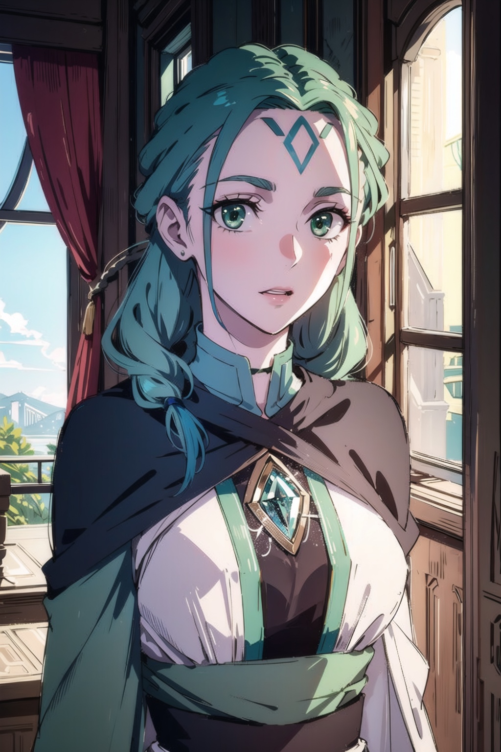 ***** woman,  green hair,  green eyes on Tensor.Art