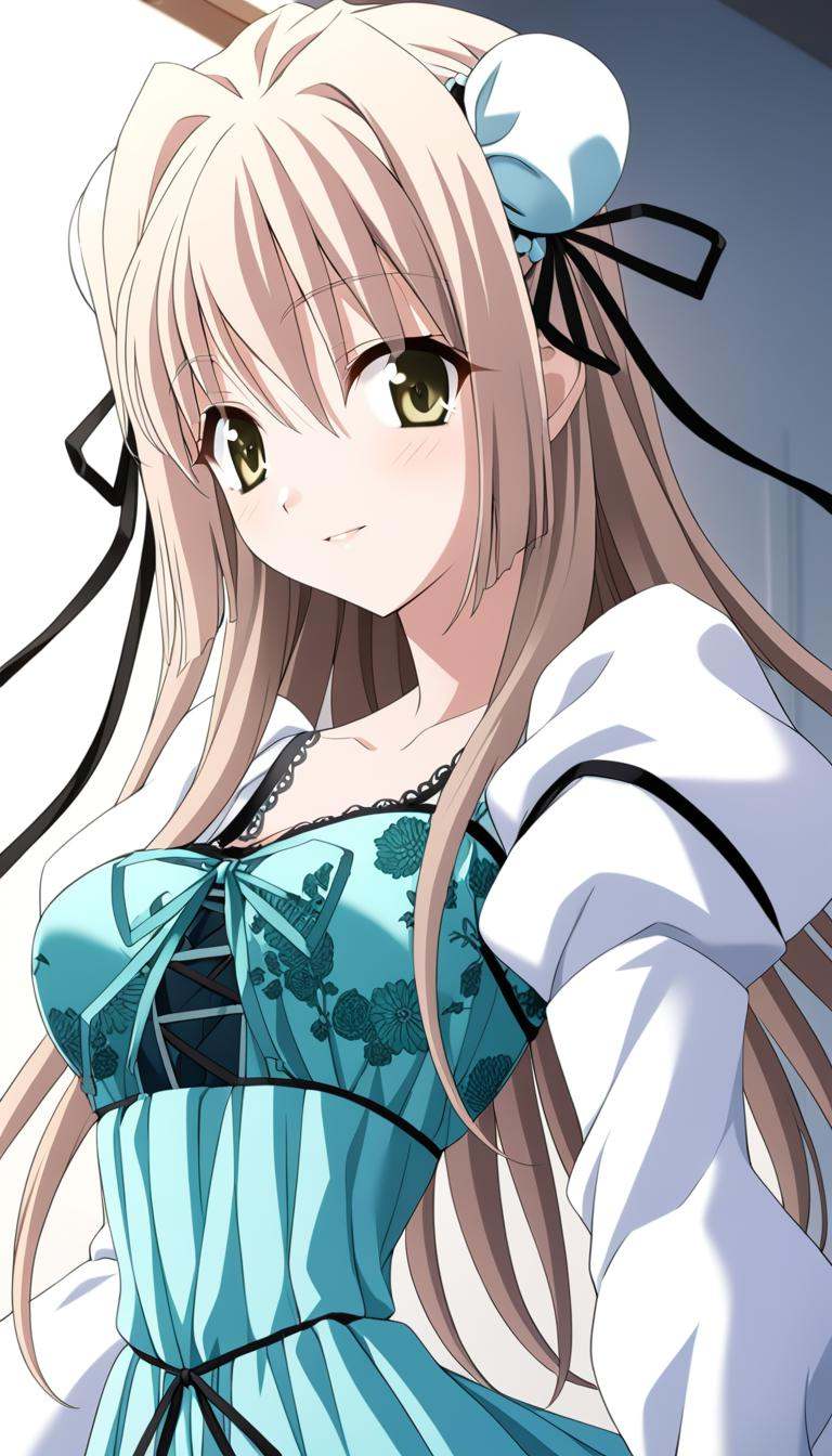 1girl,  Hanamatsuri Karin,  aqua dress on Tensor.Art
