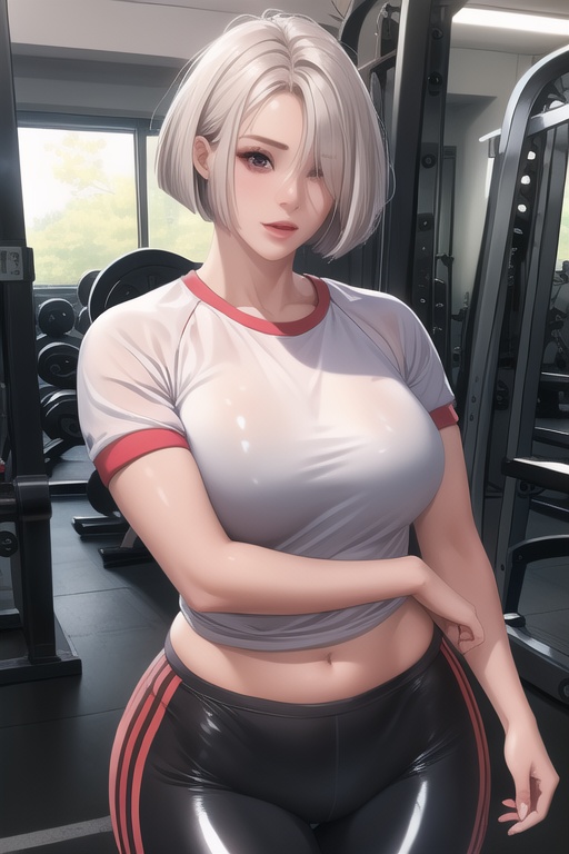 1girl,  solo,  Woman wearing gym clothes on Tensor.Art
