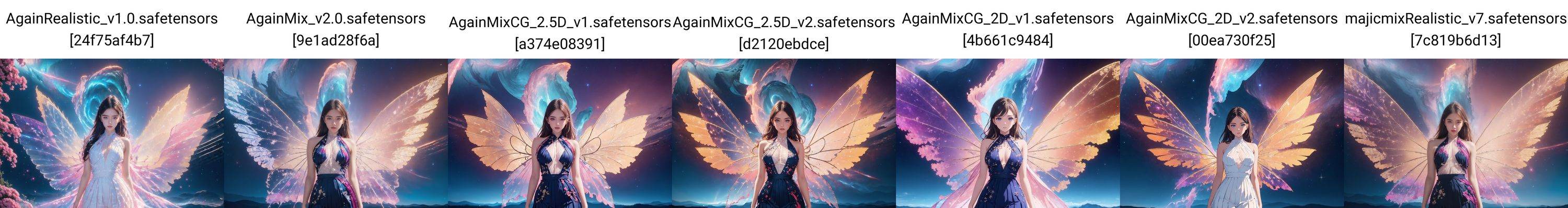 absurdres,ultra detailed,very aesthetic,intricate details,1girl,full body,short skirt,wings, solo, breasts, long hair, looking at viewer, star \(sky\), on sky, starry sky, realistic, nebula, (white halter neck see-through pleated dress:1.2),<lora:Again_Style_2:1>,