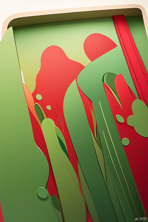  Children paper cut,red them, green them,book