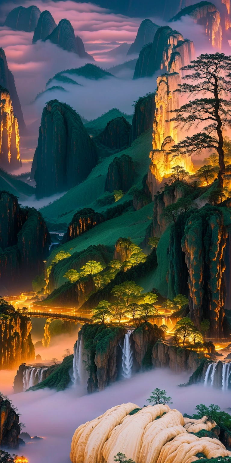 magnificent palaces,  suspended bridges,  mountains on Tensor.Art