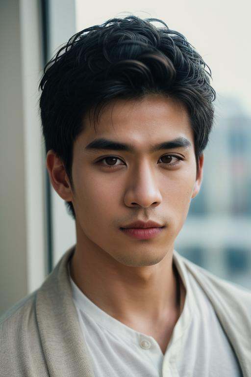 1boy,  slim Asian male,  male focus on Tensor.Art
