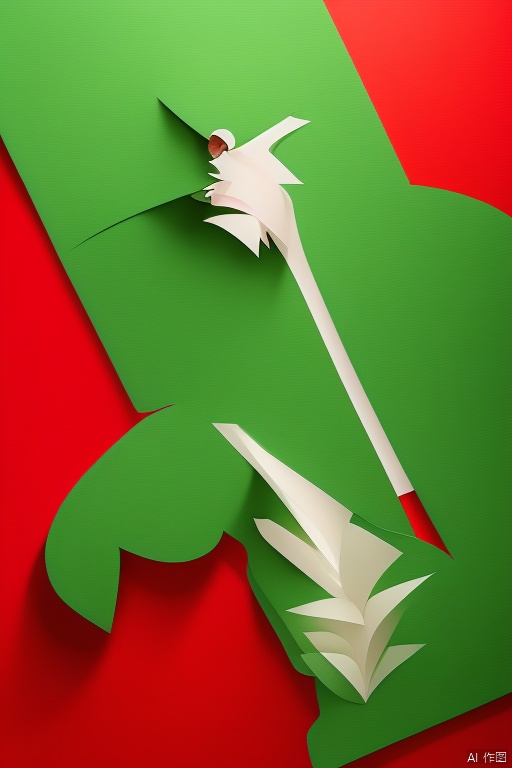 paper cut, red theme, green theme, school_girl, school, trees