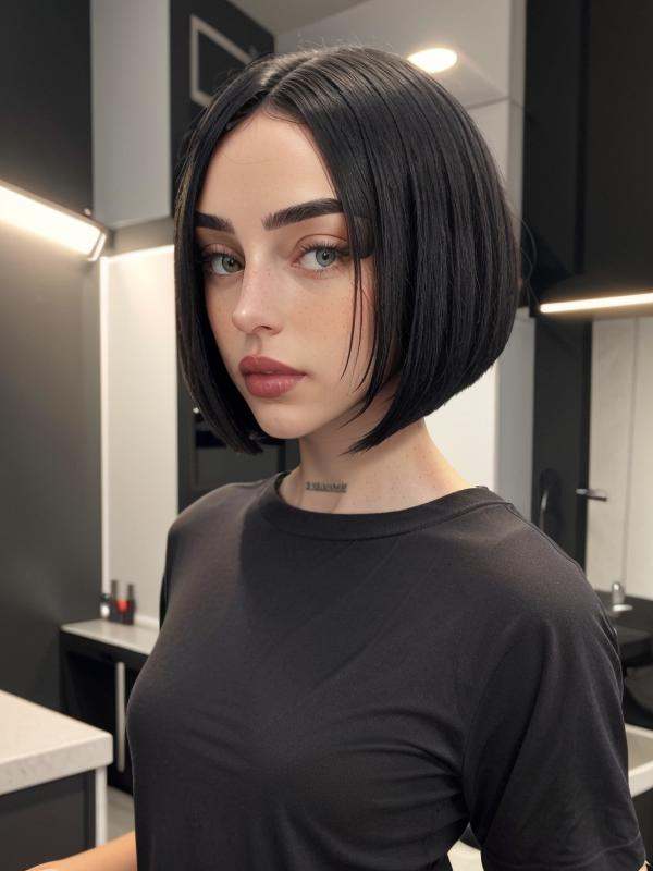 gquality,  1girl,  black t-shirt on Tensor.Art