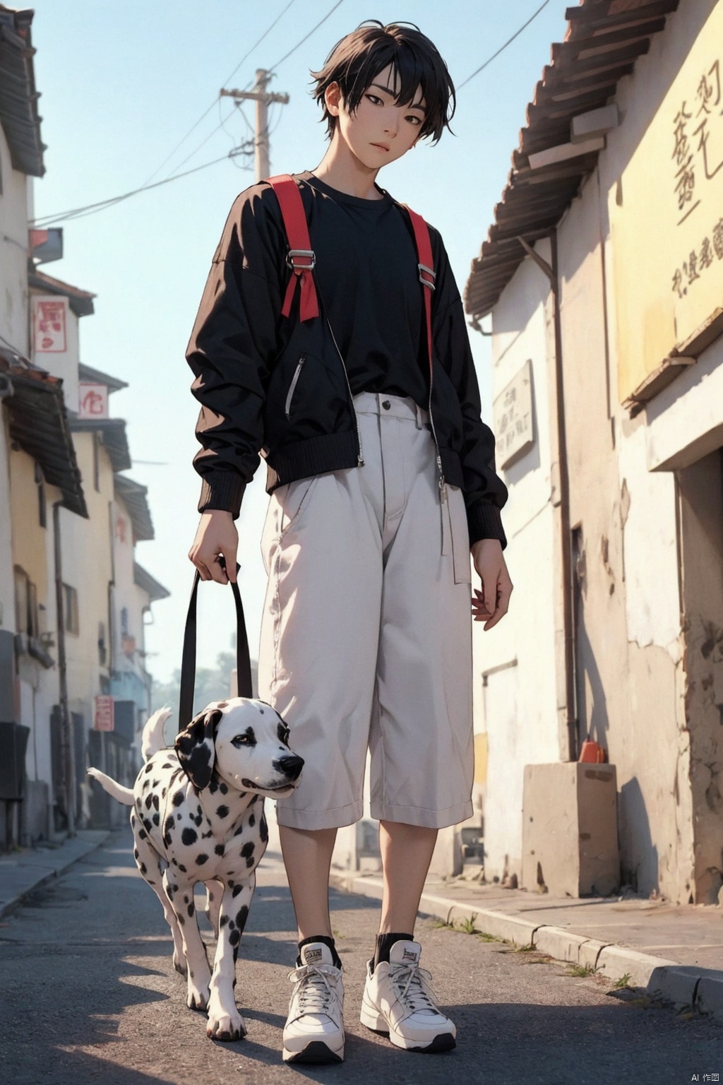 镜头质量：Bestquality,8k,(((masterpiece))),((bestquality)),
镜头位置：(full_body:1.2),solo,
人物：
环境背景：
图像风格：
提示词：, Dog_dalmatian