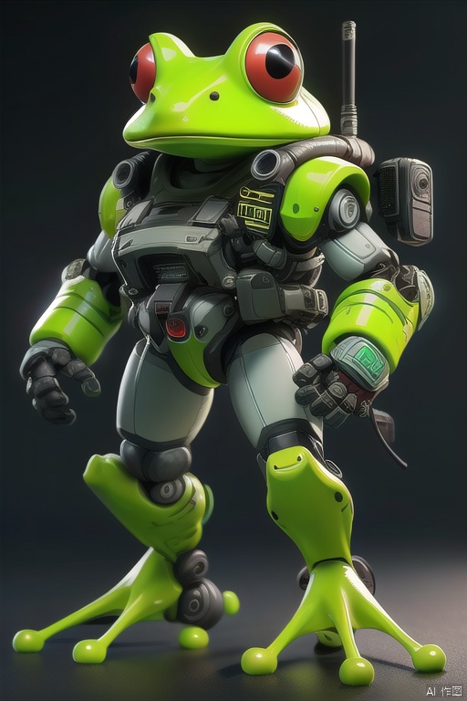 qingwaw\(ip\), Big eyes, Tactical vest, Frog robots, frogman, Frog, robot, no humans, science fiction, solo, realistic, machinery, cable, mecha
