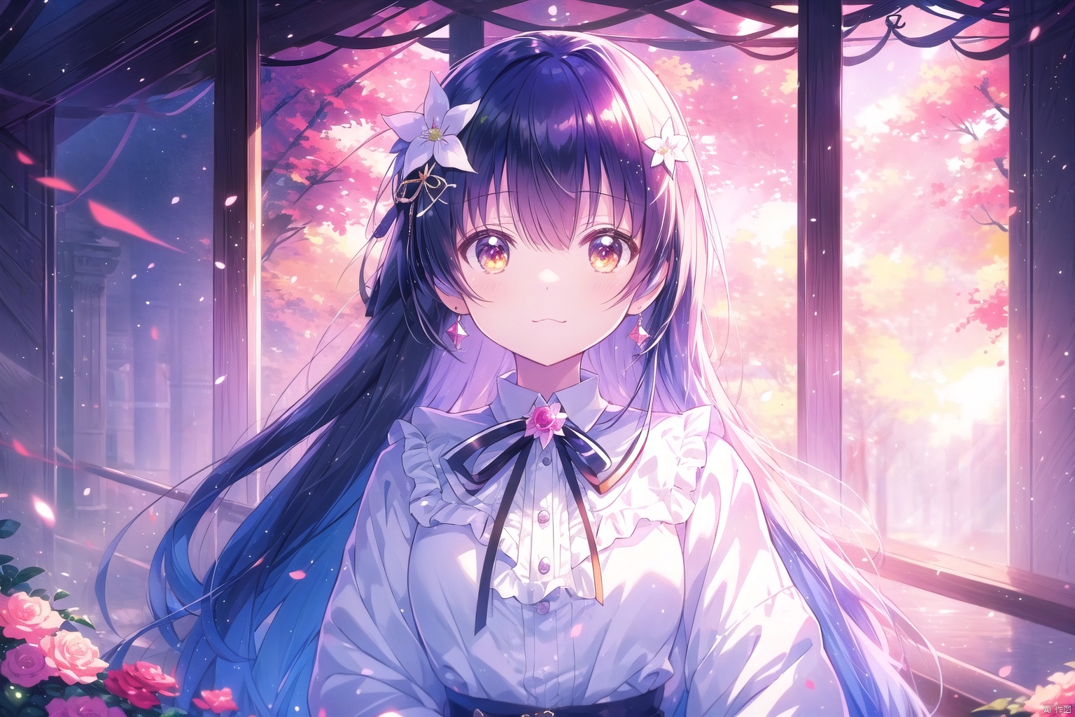  (masterpiece), (best quality), illustration, ultra detailed, hdr, Depth of field, (colorful),[miwano rag],[wlop],[[wakaba]],[haneru],deyui, 1girl, eyepatch, virtual youtuber, looking at viewer, solo, :}