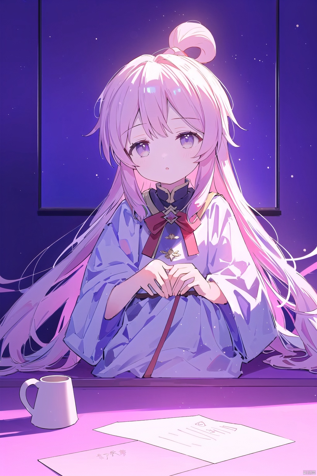  tianliang duohe fangdongye,chen bin,omone,,（(masterpiece, best quality)),beautifuldetailedlighting,1girl, , oyama_mahiro,purple theme
