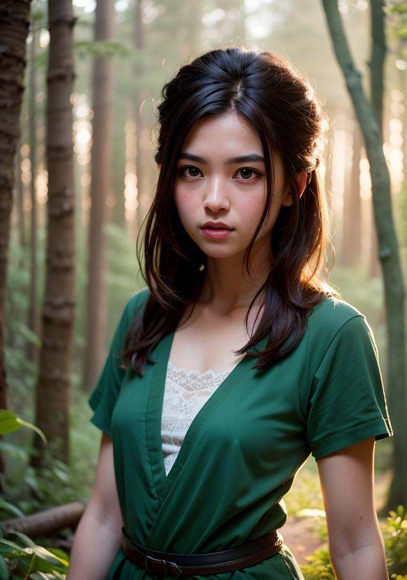 beautiful girl in standing in the dark forest,  epic style,  octane render on Tensor.Art