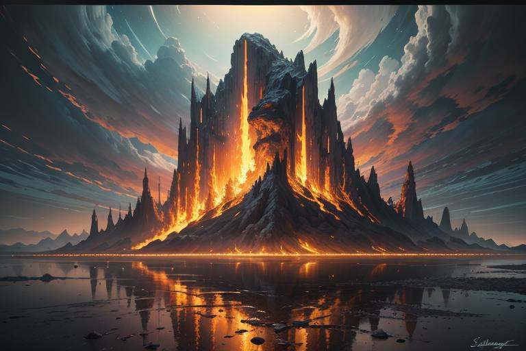 A beautiful earth filled with water and lava,  intricate,  masterpiece on Tensor.Art