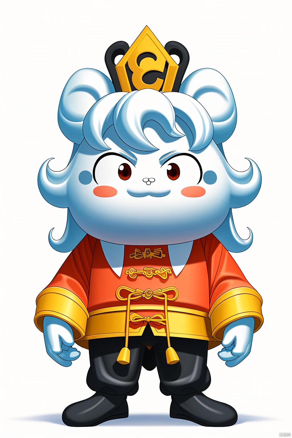  man, lucky god, cartoon style, white background, guzhuang