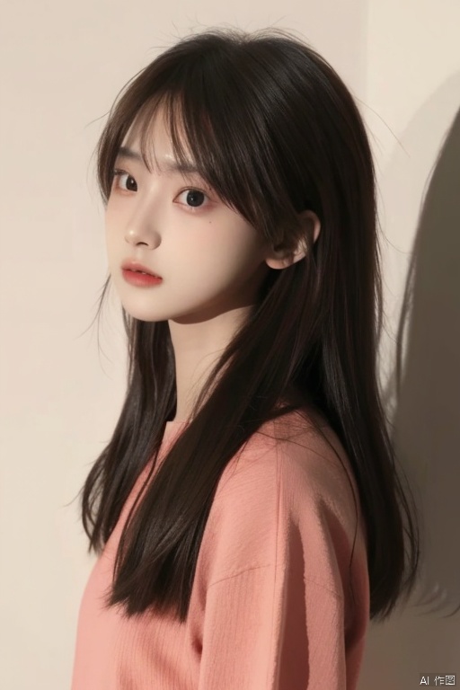 1girl,portrait, standing, long hair,  shadow