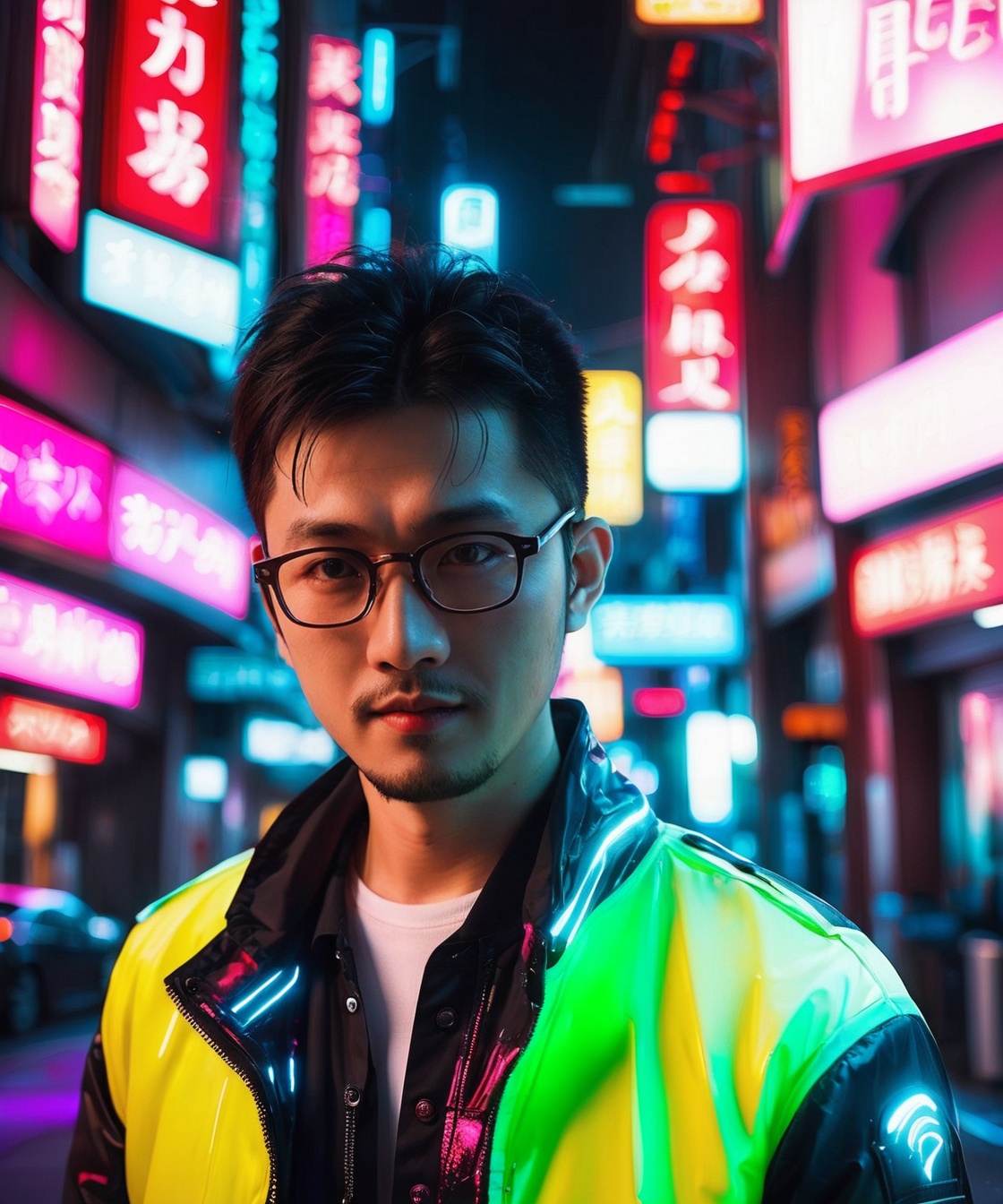 Asian man,  headshot ,  glasses on Tensor.Art