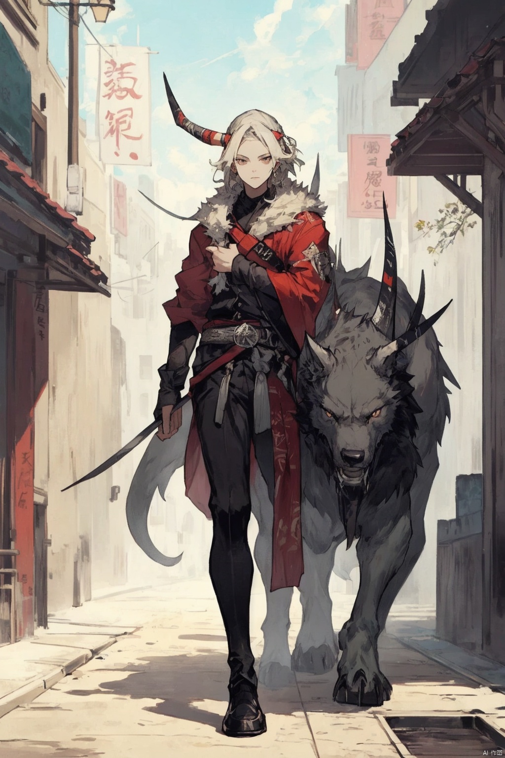 镜头质量：Bestquality,8k,(((masterpiece))),((bestquality)),
镜头位置：(full_body:1.2),
人物：1girl,
环境背景：
图像风格：
提示词：, beast_animal tamer