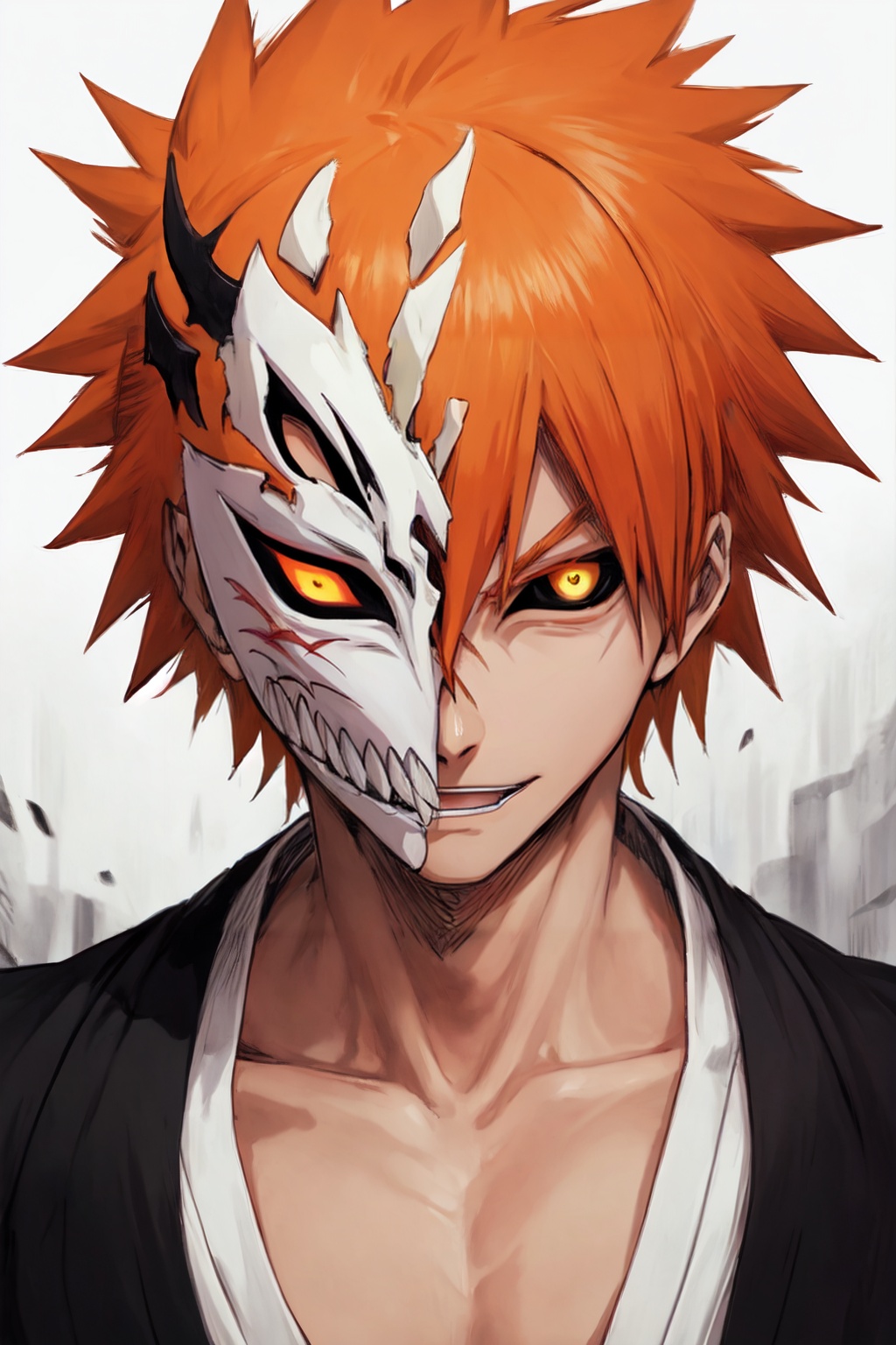 hollow mask ichigo,  colored sclera,  black sclera on Tensor.Art