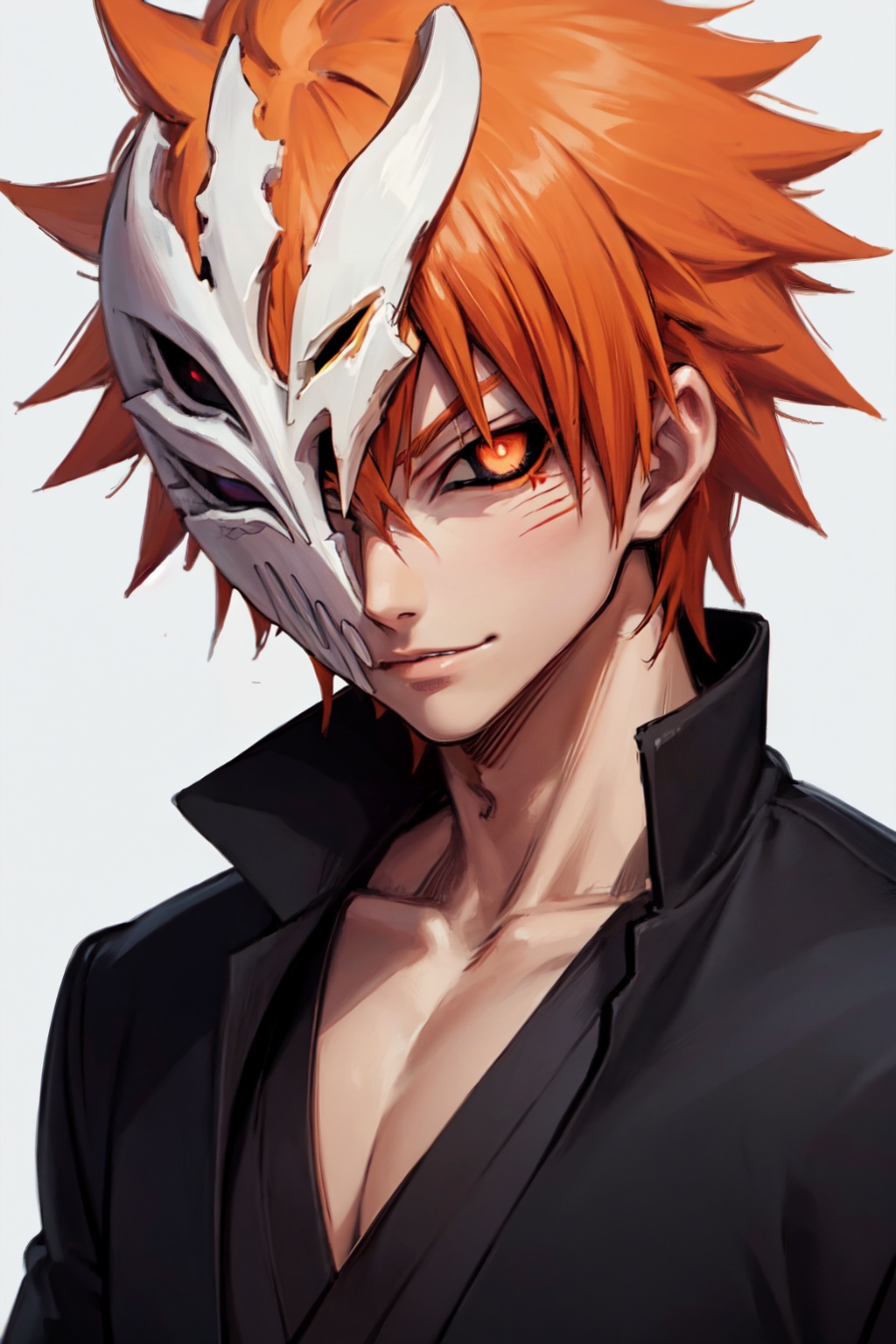 hollow mask ichigo,  colored sclera,  black sclera on Tensor.Art