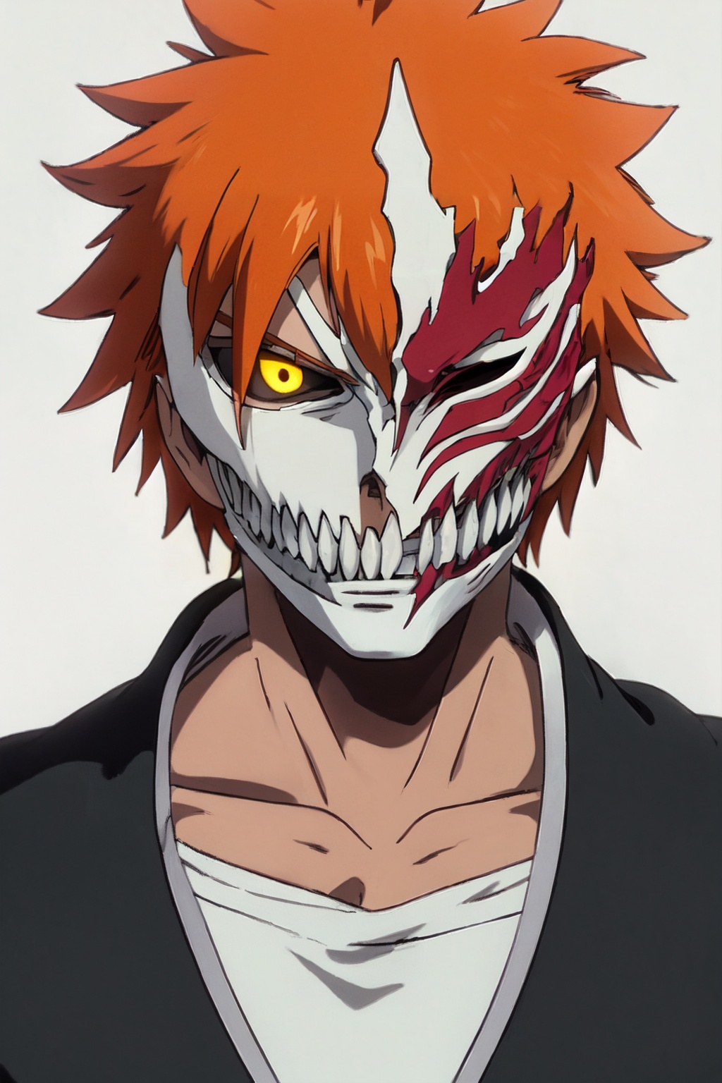 hollow mask ichigo,  colored sclera,  black sclera on Tensor.Art