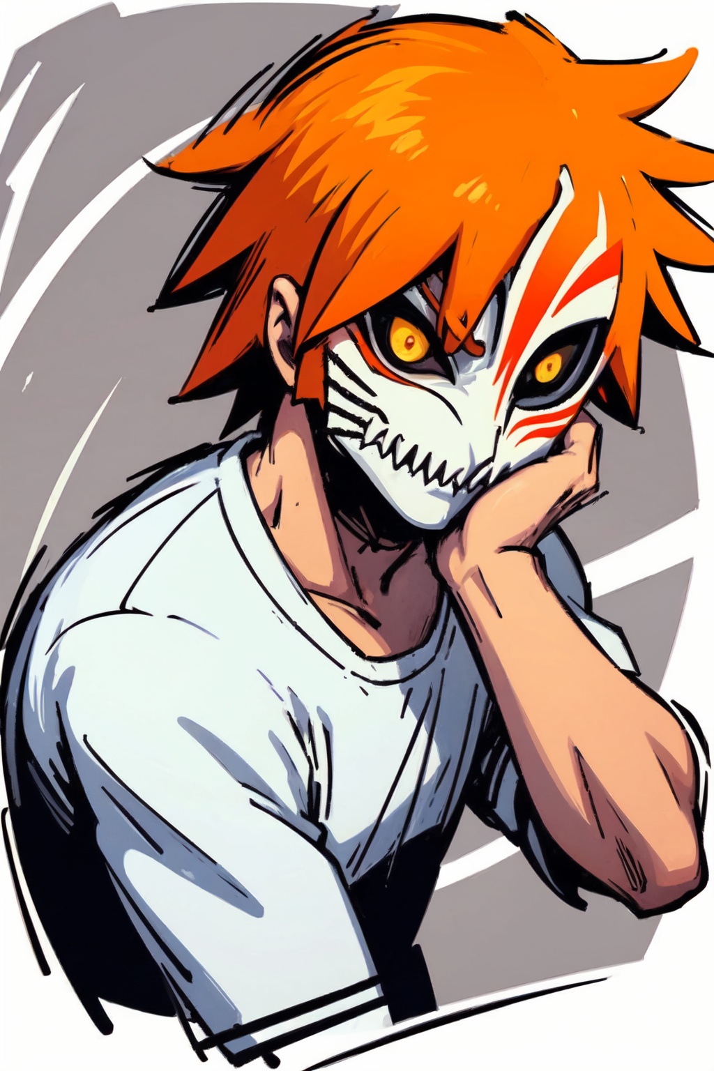 hollow mask ichigo,  colored sclera,  black sclera on Tensor.Art