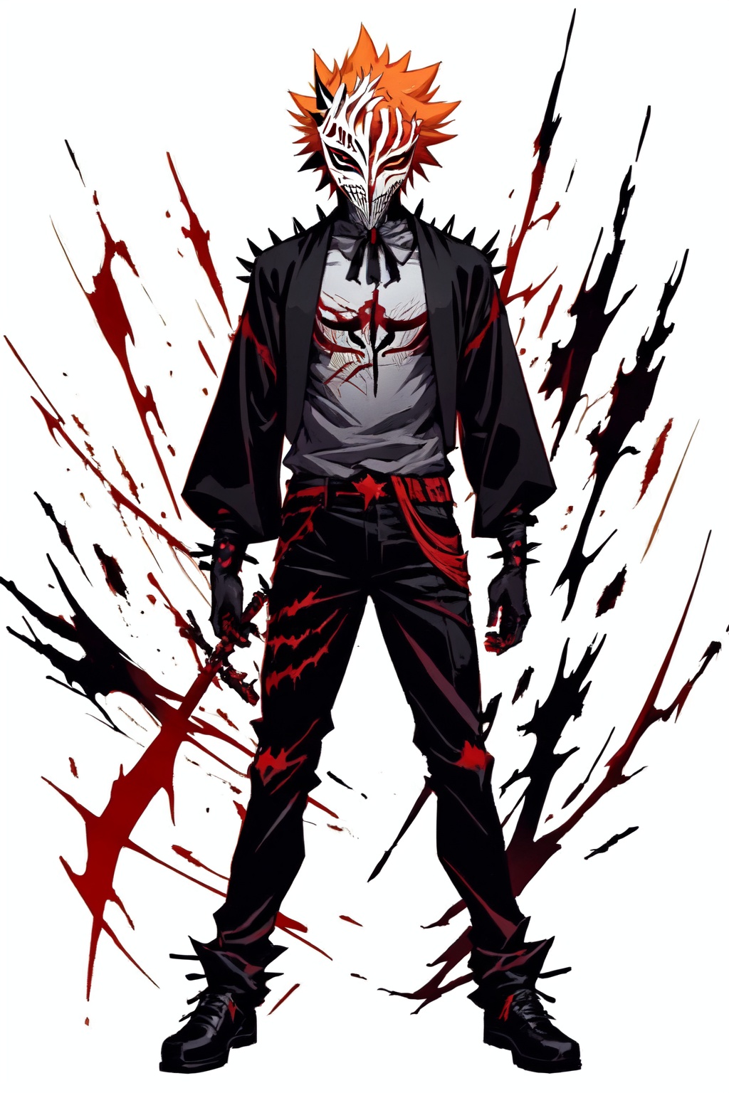 hollow mask ichigo,  colored sclera,  mask on Tensor.Art