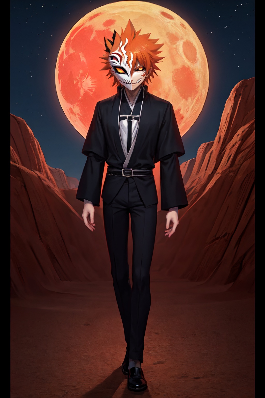 hollow mask ichigo,  colored sclera,  black sclera on Tensor.Art