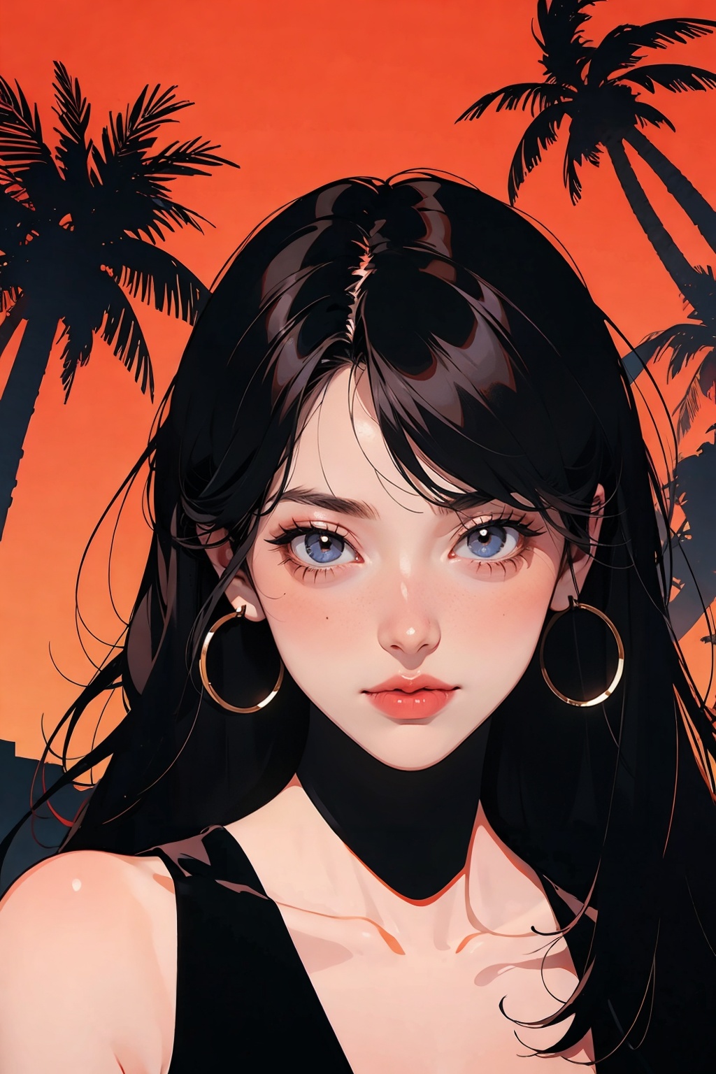 retro girl,  Miami,  sunset on Tensor.Art