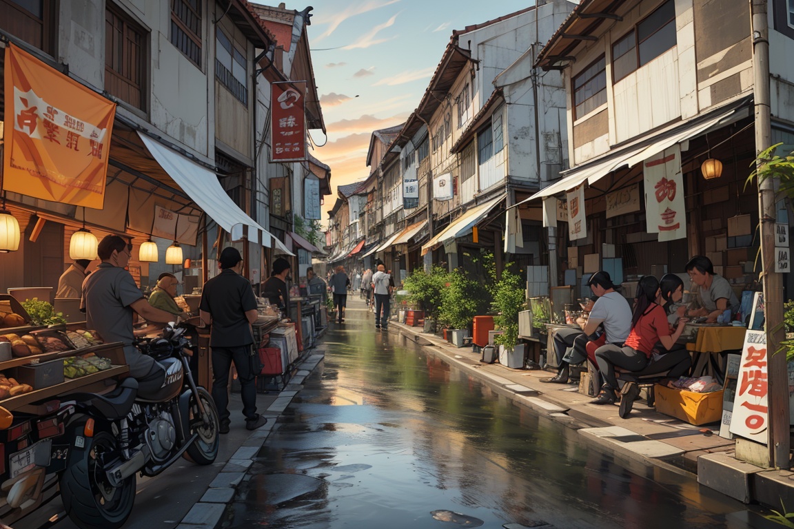 architecture,  building,  (shophouse) on Tensor.Art
