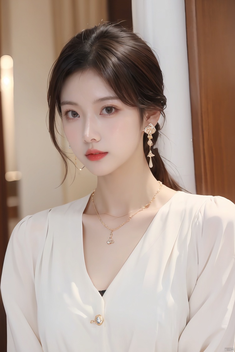  Ultra high quality, looking at you, a girl with gorgeous clothing, earrings, necklace
