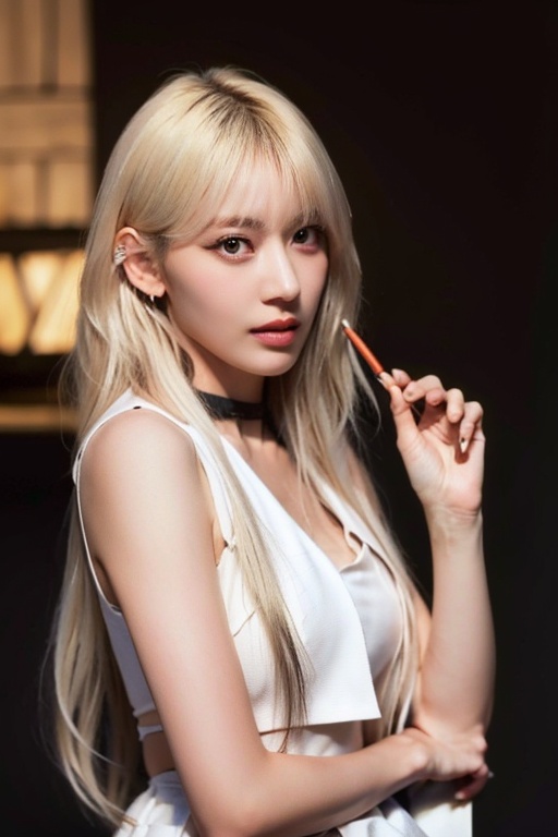 ultra-high definition,extreme detail,8k,realistic,(masterpiece:1.3),(best quality:1.3),(photorealistic:1.4),4k,detail face,1, 1girl, solo, blonde hair, long hair, realistic, lips, holding, simple background, upper body, looking at viewer<lora:_20240321113412-000006:0.8>,